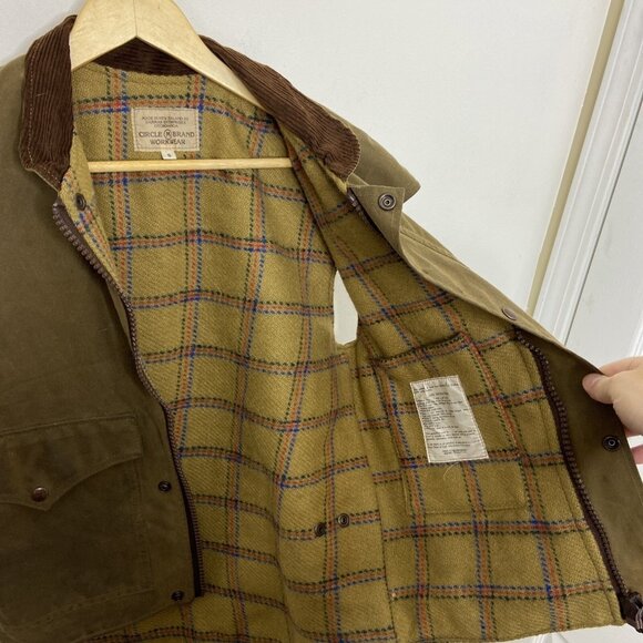 CIRCLE BRAND Jacket Vest Mens S New Zealand Brown Oiled Zip Sleeveless - Picture 8 of 8